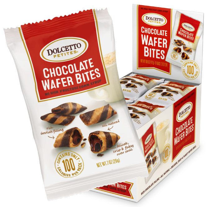 Dolcetto Wafer Bites – Chocolate (0.7 oz Single Serve Pack – 24/tray)