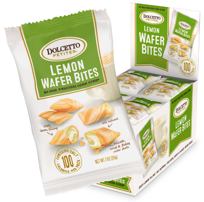 Dolcetto Wafer Bites – Lemon (0.7 oz Single Serve Pack – 24/tray)