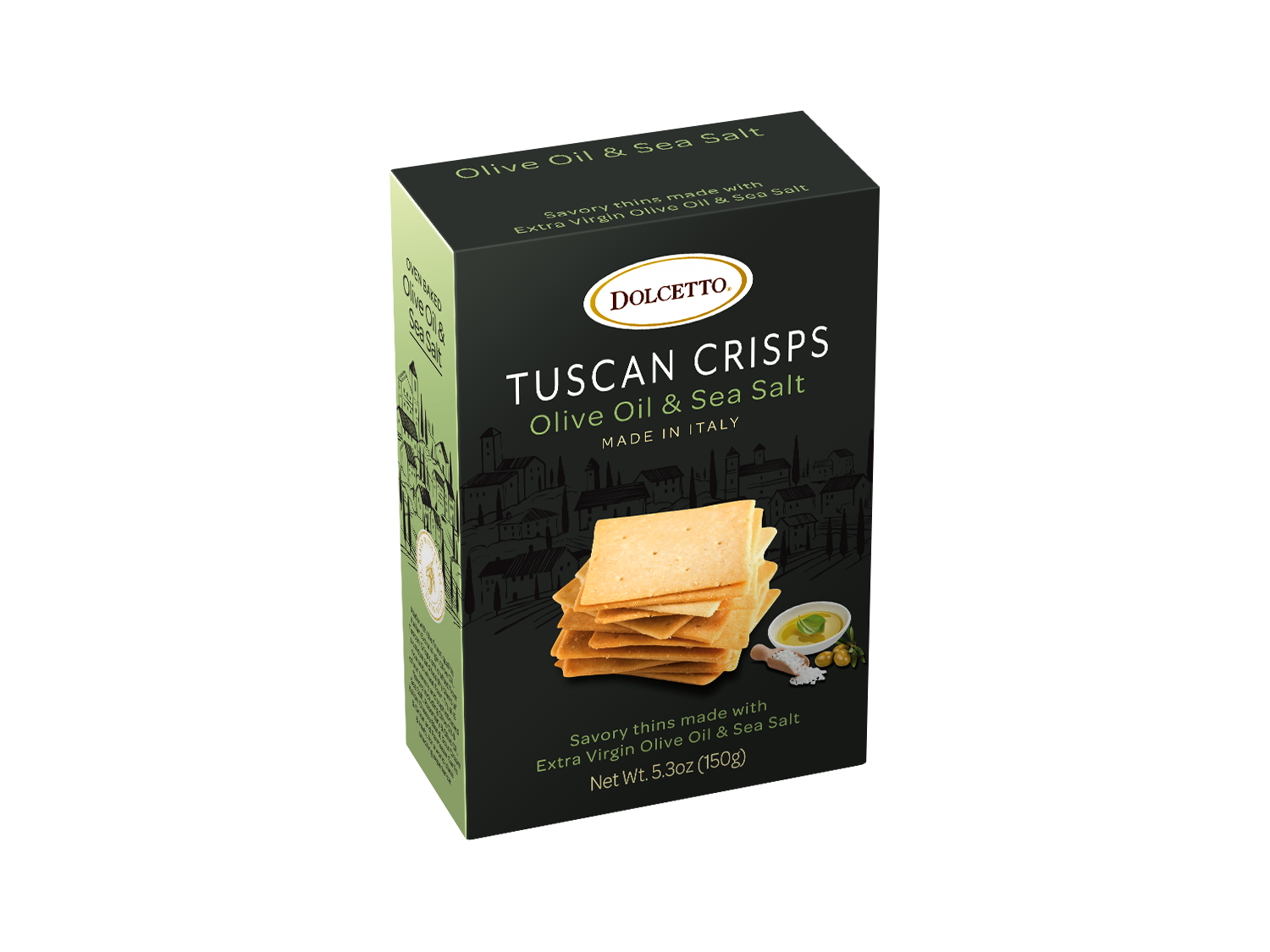 Dolcetto Tuscan Crisps – Olive Oil & Sea Salt (5.3oz Box)