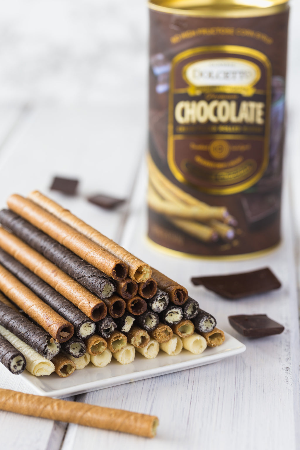 Dolcetto Wafer Rolls - Chocolate 3 oz Tin