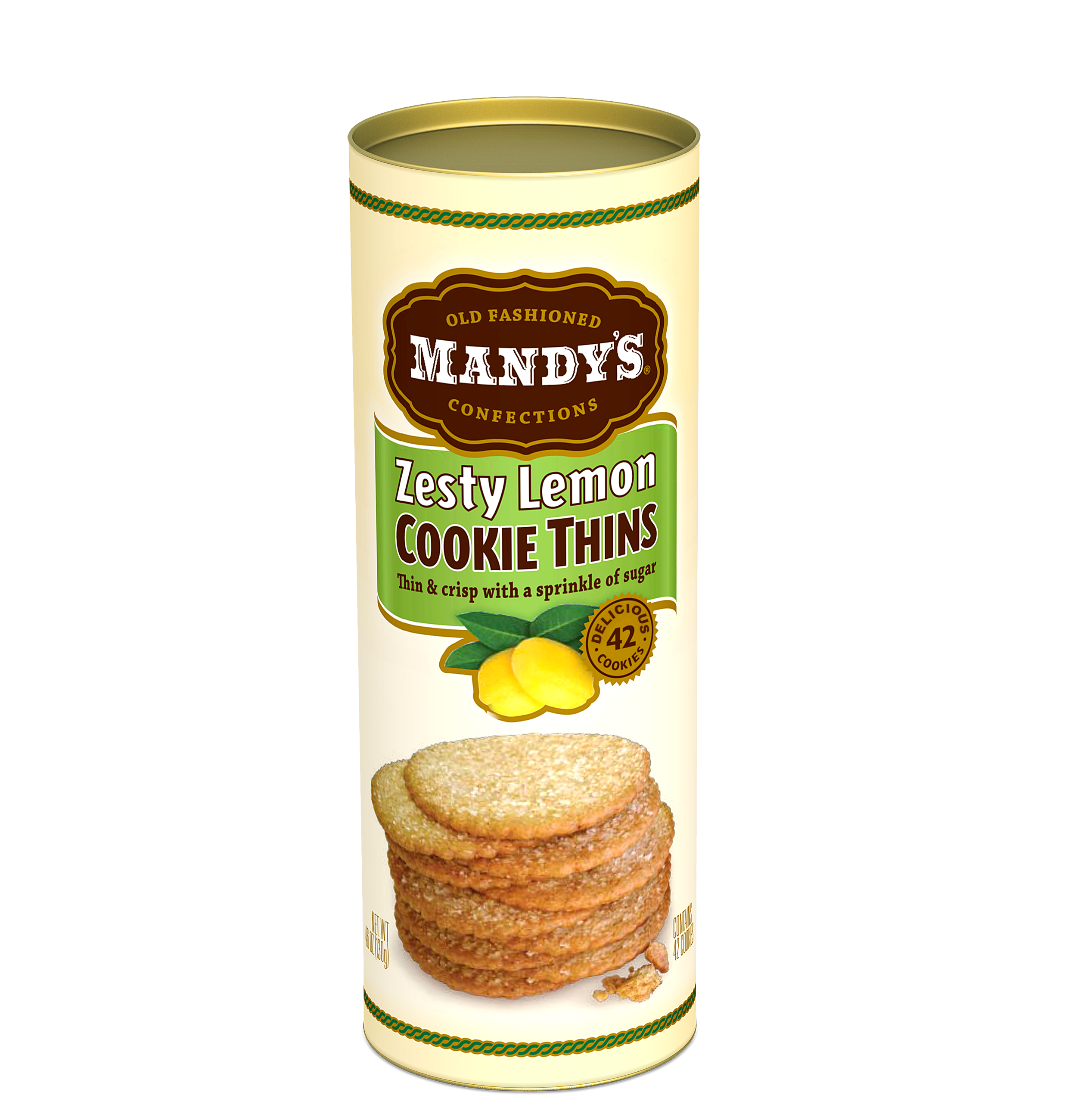 Mandy’s Cookie Thins - Zesty Lemon 4.6 oz tins
