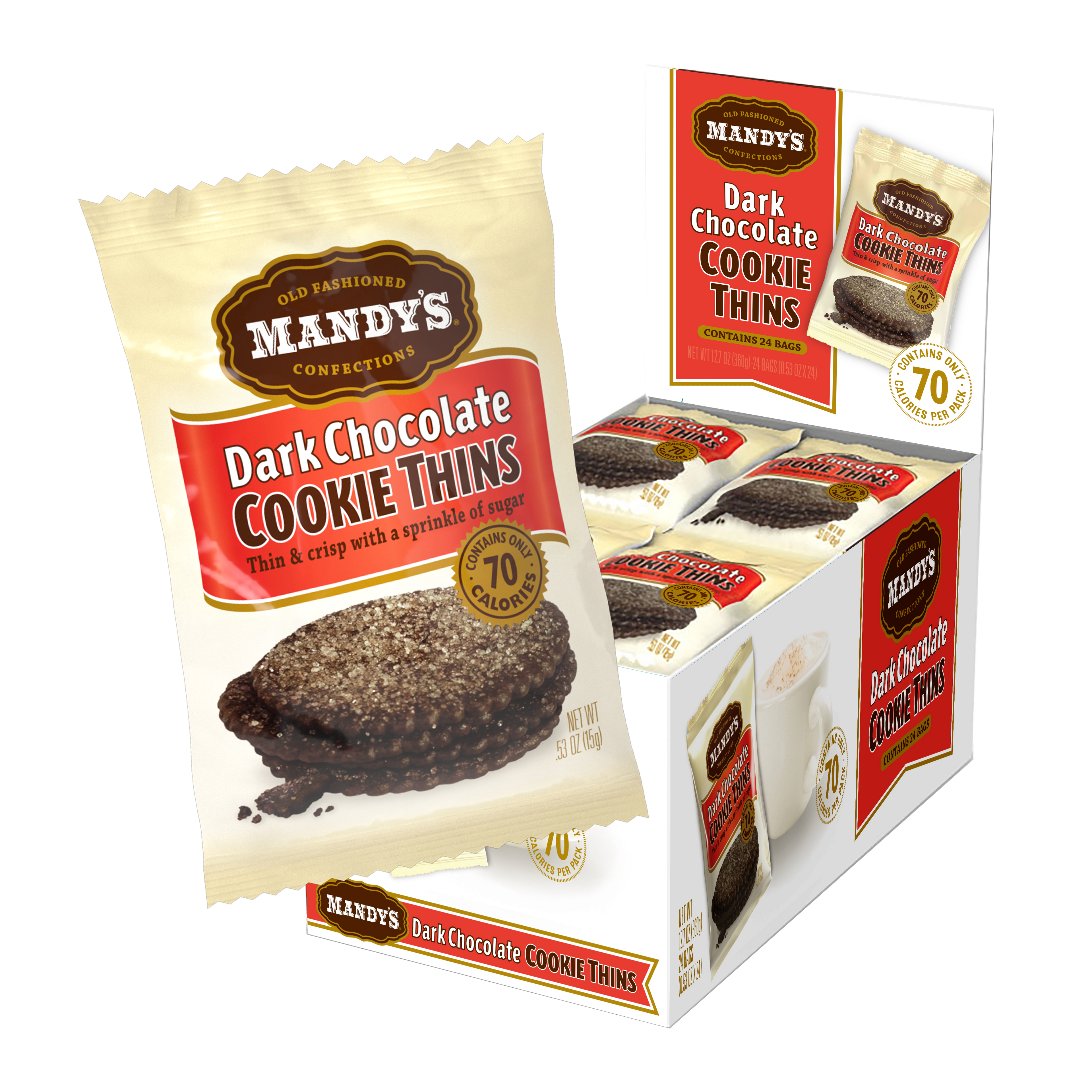 Mandy’s Cookie Thins - Chocolate (Single Serves - 24/tray)